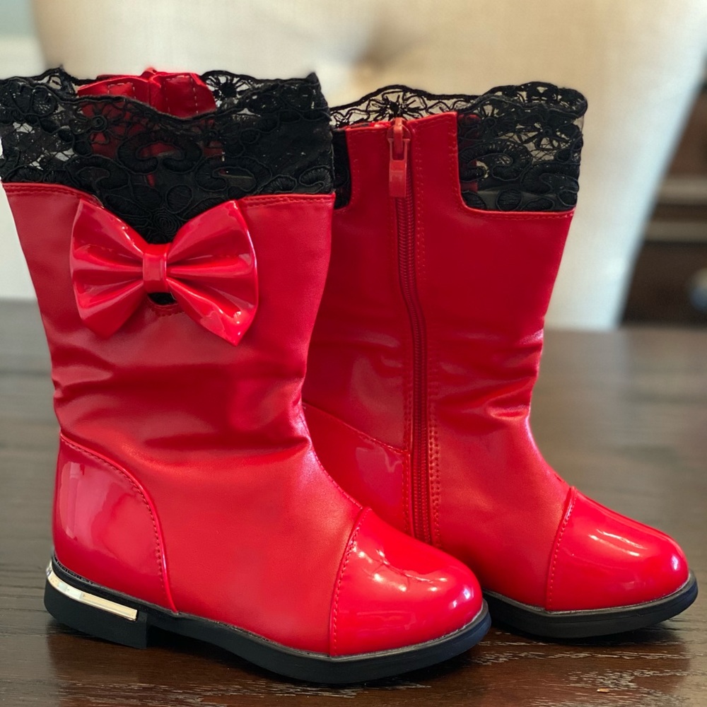 Red toddler boots